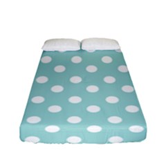 Blue And White Polka Dots Fitted Sheet (full/ Double Size) by GardenOfOphir