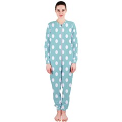 Blue And White Polka Dots Onepiece Jumpsuit (ladies) by GardenOfOphir