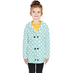 Blue And White Polka Dots Kids  Double Breasted Button Coat by GardenOfOphir