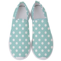 Blue And White Polka Dots Men s Slip On Sneakers by GardenOfOphir