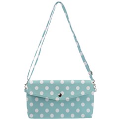 Blue And White Polka Dots Removable Strap Clutch Bag