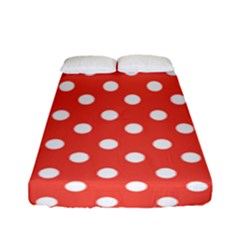 Indian Red Polka Dots Fitted Sheet (full/ Double Size) by GardenOfOphir