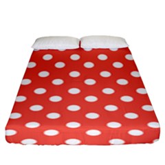 Indian Red Polka Dots Fitted Sheet (king Size) by GardenOfOphir