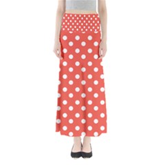 Indian Red Polka Dots Full Length Maxi Skirt by GardenOfOphir