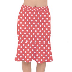 Indian Red Polka Dots Short Mermaid Skirt by GardenOfOphir