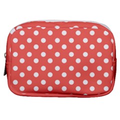 Indian Red Polka Dots Make Up Pouch (small) by GardenOfOphir