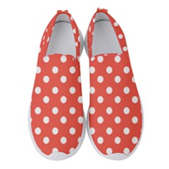 Indian Red Polka Dots Women s Slip On Sneakers by GardenOfOphir