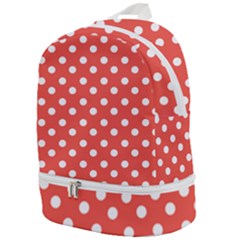 Indian Red Polka Dots Zip Bottom Backpack by GardenOfOphir