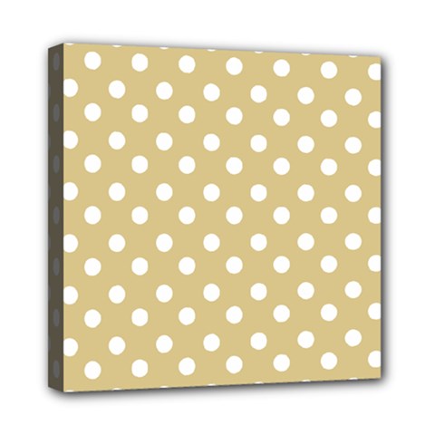 Mint Polka And White Polka Dots Mini Canvas 8  X 8  (stretched) by GardenOfOphir