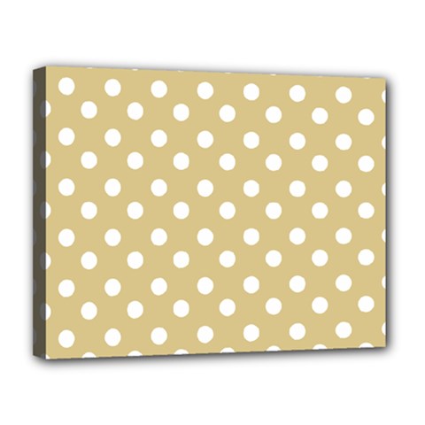 Mint Polka And White Polka Dots Canvas 14  X 11  (stretched) by GardenOfOphir