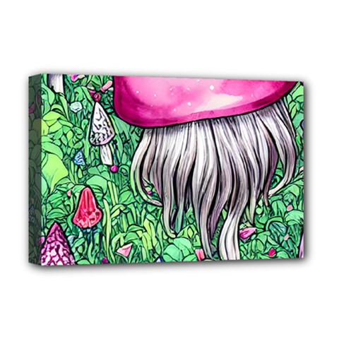 Liberty Cap Magic Mushroom Deluxe Canvas 18  X 12  (stretched) by GardenOfOphir