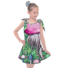 Liberty Cap Magic Mushroom Kids  Tie Up Tunic Dress by GardenOfOphir