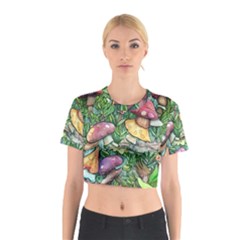 Sacred Mushroom Charm Cotton Crop Top by GardenOfOphir