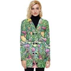 Sacred Mushroom Charm Button Up Hooded Coat  by GardenOfOphir