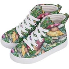 Sacred Mushroom Charm Kids  Hi-top Skate Sneakers by GardenOfOphir