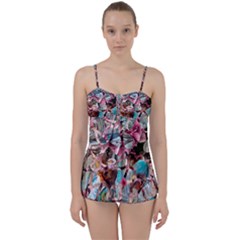 Aqua blend Babydoll Tankini Set