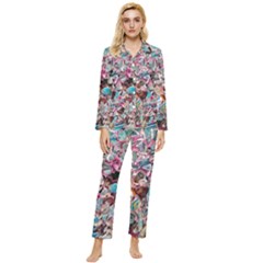 Aqua blend Womens  Long Sleeve Velvet Pocket Pajamas Set