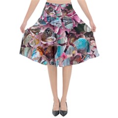 Aqua Blend Flared Midi Skirt by kaleidomarblingart