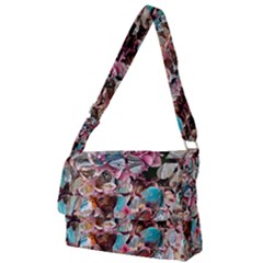 Aqua Blend Full Print Messenger Bag (l) by kaleidomarblingart