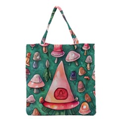 Magic Mushroom Wizardry Grocery Tote Bag by GardenOfOphir