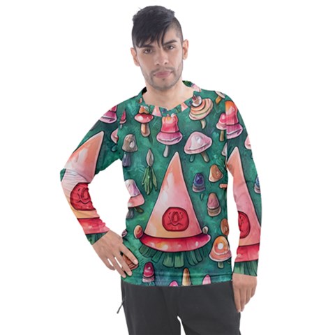 Magic Mushroom Wizardry Men s Pique Long Sleeve Tee by GardenOfOphir