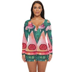 Magic Mushroom Wizardry Long Sleeve Boyleg Swimsuit