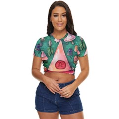 Magic Mushroom Wizardry Side Button Cropped Tee by GardenOfOphir