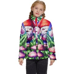 Liberty Cap Mushroom Art Kids  Puffer Bubble Jacket Coat by GardenOfOphir