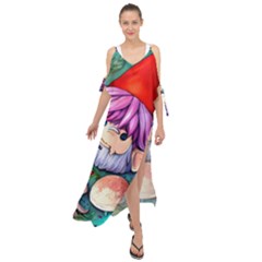Sacred Mushroom Art Maxi Chiffon Cover Up Dress by GardenOfOphir