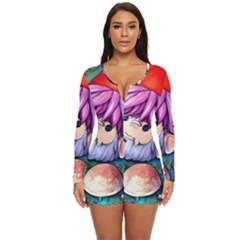 Sacred Mushroom Art Long Sleeve Boyleg Swimsuit