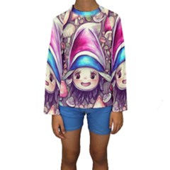 Magic Mushrooms For Conjuring Kids  Long Sleeve Swimwear by GardenOfOphir