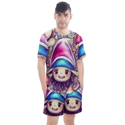 Magic Mushrooms For Conjuring Men s Mesh Tee And Shorts Set by GardenOfOphir