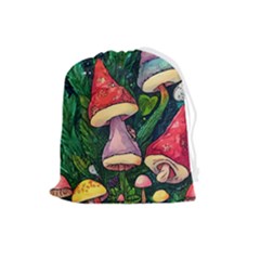 Sacred Mushrooms For Necromancy Drawstring Pouch (Large)