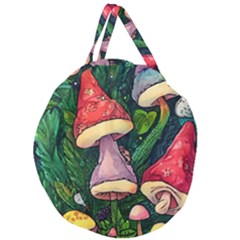 Sacred Mushrooms For Necromancy Giant Round Zipper Tote by GardenOfOphir