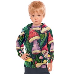 Sacred Mushrooms For Necromancy Kids  Hooded Pullover by GardenOfOphir