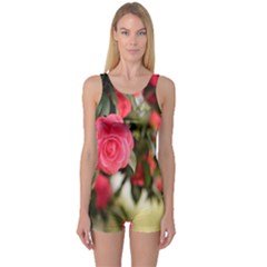 Flower One Piece Boyleg Swimsuit by artworkshop