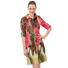 Flower Long Sleeve Mini Shirt Dress by artworkshop