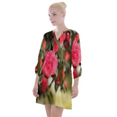 Flower Open Neck Shift Dress by artworkshop