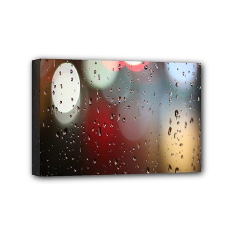 Rain On Window Mini Canvas 6  X 4  (stretched) by artworkshop