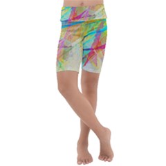 Abstract-14 Kids  Lightweight Velour Cropped Yoga Leggings by nateshop