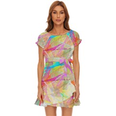 Abstract-14 Puff Sleeve Frill Dress by nateshop