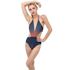 Sky Gradient Plunging Cut Out Swimsuit by artworkshop