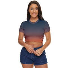 Sky Gradient Side Button Cropped Tee by artworkshop