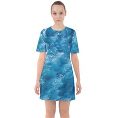 Blue Water Speech Therapy Sixties Short Sleeve Mini Dress by artworkshop
