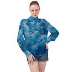 Blue Water Speech Therapy High Neck Long Sleeve Chiffon Top by artworkshop