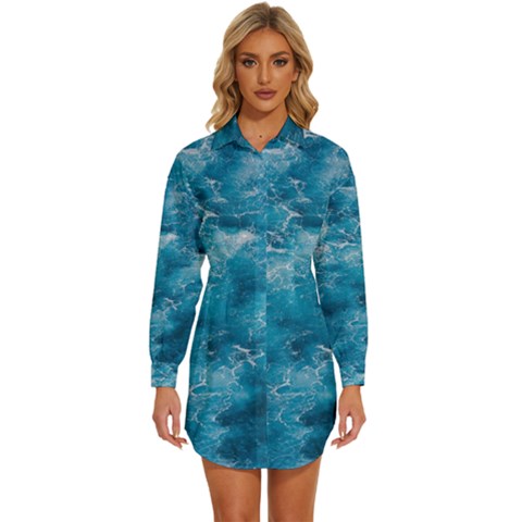 Blue Water Speech Therapy Womens Long Sleeve Shirt Dress by artworkshop