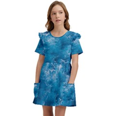 Blue Water Speech Therapy Kids  Frilly Sleeves Pocket Dress by artworkshop