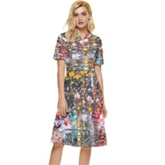 Water Droplets Button Top Knee Length Dress by artworkshop