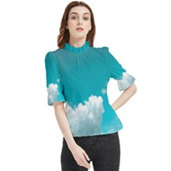 Clouds Hd Wallpaper Frill Neck Blouse