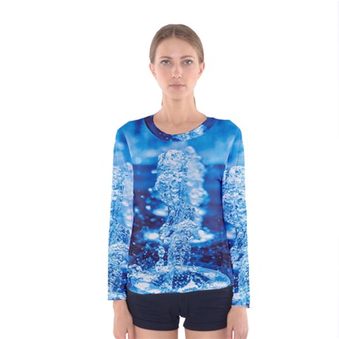 Water Blue Wallpaper Women s Long Sleeve Tee by artworkshop